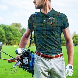 Scottish Kirkpatrick Tartan Mens Polo Shirt with Family Crest Scottish Polo Shirt Scottish Plaid Tartan Plaid - ScotsTee - scotstee.com