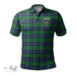 Scottish Graham of Menteith Modern Tartan Mens Polo Shirt with Family Crest Scottish Polo Shirt Scottish Plaid Tartan Plaid - ScotsTee - scotstee.com