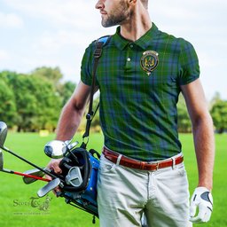 Scottish Johnstone-Johnston Tartan Mens Polo Shirt with Family Crest Scottish Polo Shirt Scottish Plaid Tartan Plaid - ScotsTee - scotstee.com