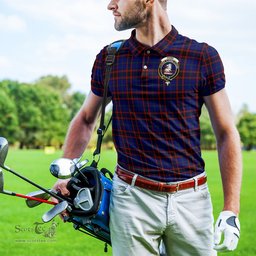 Scottish Home Modern Tartan Mens Polo Shirt with Family Crest Scottish Polo Shirt Scottish Plaid Tartan Plaid - ScotsTee - scotstee.com