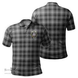 Scottish MacLean Black and White Tartan Mens Polo Shirt with Family Crest Scottish Polo Shirt Scottish Plaid Tartan Plaid - ScotsTee - scotstee.com