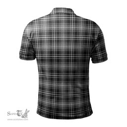 Scottish MacLean Black and White Tartan Mens Polo Shirt with Family Crest Scottish Polo Shirt Scottish Plaid Tartan Plaid - ScotsTee - scotstee.com