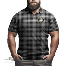 Scottish MacLean Black and White Tartan Mens Polo Shirt with Family Crest Scottish Polo Shirt Scottish Plaid Tartan Plaid - ScotsTee - scotstee.com