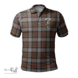 Scottish MacRae Hunting Weathered Tartan Mens Polo Shirt with Family Crest Scottish Polo Shirt Scottish Plaid Tartan Plaid - ScotsTee - scotstee.com