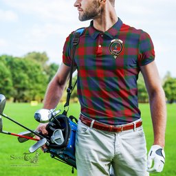 Scottish Mar Tartan Mens Polo Shirt with Family Crest Scottish Polo Shirt Scottish Plaid Tartan Plaid - ScotsTee - scotstee.com