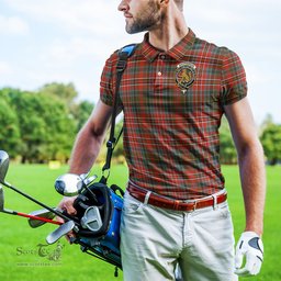 Scottish MacPherson Weathered Tartan Mens Polo Shirt with Family Crest Scottish Polo Shirt Scottish Plaid Tartan Plaid - ScotsTee - scotstee.com