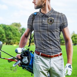 Scottish Tweedie Tartan Mens Polo Shirt with Family Crest Scottish Polo Shirt Scottish Plaid Tartan Plaid - ScotsTee - scotstee.com