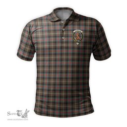 Scottish Sutherland Weathered Tartan Mens Polo Shirt with Family Crest Scottish Polo Shirt Scottish Plaid Tartan Plaid - ScotsTee - scotstee.com