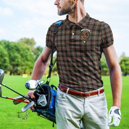 Scottish Sutherland Weathered Tartan Mens Polo Shirt with Family Crest Scottish Polo Shirt Scottish Plaid Tartan Plaid - ScotsTee - scotstee.com