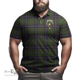 Scottish MacMillan Hunting Modern Tartan Mens Polo Shirt with Family Crest Scottish Polo Shirt Scottish Plaid Tartan Plaid - ScotsTee - scotstee.com