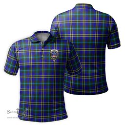 Scottish Weir Modern Tartan Mens Polo Shirt with Family Crest Scottish Polo Shirt Scottish Plaid Tartan Plaid - ScotsTee - scotstee.com