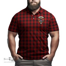 Scottish MacLeod Black and Red Tartan Mens Polo Shirt with Family Crest Scottish Polo Shirt Scottish Plaid Tartan Plaid - ScotsTee - scotstee.com