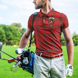 Scottish Ross Modern Tartan Mens Polo Shirt with Family Crest Scottish Polo Shirt Scottish Plaid Tartan Plaid - ScotsTee - scotstee.com