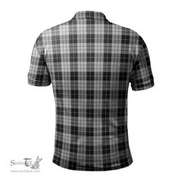Scottish MacLeod Black and White Tartan Mens Polo Shirt with Family Crest Scottish Polo Shirt Scottish Plaid Tartan Plaid - ScotsTee - scotstee.com