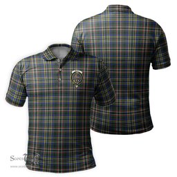 Scottish Scott Green Modern Tartan Mens Polo Shirt with Family Crest Scottish Polo Shirt Scottish Plaid Tartan Plaid - ScotsTee - scotstee.com