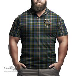 Scottish Scott Green Modern Tartan Mens Polo Shirt with Family Crest Scottish Polo Shirt Scottish Plaid Tartan Plaid - ScotsTee - scotstee.com