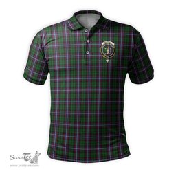 Scottish Russell Tartan Mens Polo Shirt with Family Crest Scottish Polo Shirt Scottish Plaid Tartan Plaid - ScotsTee - scotstee.com