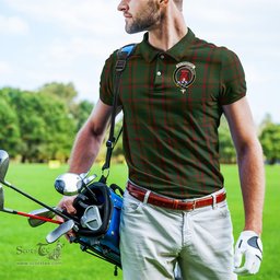 Scottish Macnaughton Hunting Tartan Mens Polo Shirt with Family Crest Scottish Polo Shirt Scottish Plaid Tartan Plaid - ScotsTee - scotstee.com