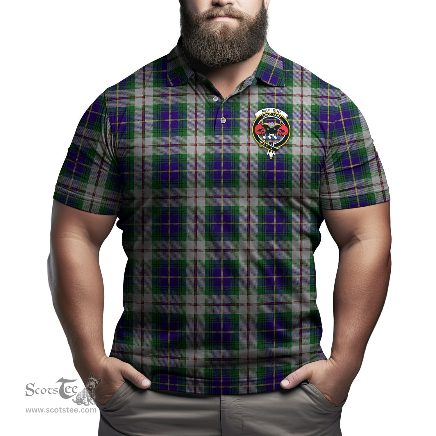 Scottish MacLeod Of Californian Tartan Mens Polo Shirt with Family Crest Scottish Polo Shirt Scottish Plaid Tartan Plaid - ScotsTee - scotstee.com