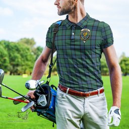 Scottish Sinclair Hunting Ancient Tartan Mens Polo Shirt with Family Crest Scottish Polo Shirt Scottish Plaid Tartan Plaid - ScotsTee - scotstee.com
