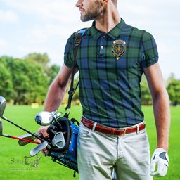 Scottish MacThomas Tartan Mens Polo Shirt with Family Crest Scottish Polo Shirt Scottish Plaid Tartan Plaid - ScotsTee - scotstee.com