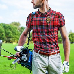 Scottish Udny Tartan Mens Polo Shirt with Family Crest Scottish Polo Shirt Scottish Plaid Tartan Plaid - ScotsTee - scotstee.com