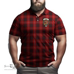 Scottish Munro Black and Red Tartan Mens Polo Shirt with Family Crest Scottish Polo Shirt Scottish Plaid Tartan Plaid - ScotsTee - scotstee.com