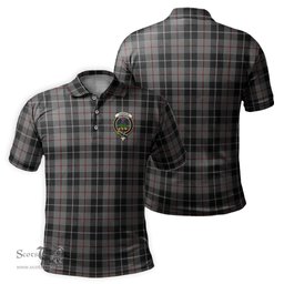 Scottish Thompson Grey Tartan Mens Polo Shirt with Family Crest Scottish Polo Shirt Scottish Plaid Tartan Plaid - ScotsTee - scotstee.com