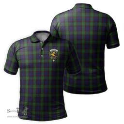 Scottish Nicolson Green Hunting Tartan Mens Polo Shirt with Family Crest Scottish Polo Shirt Scottish Plaid Tartan Plaid - ScotsTee - scotstee.com