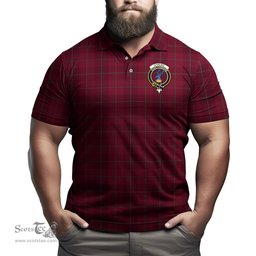 Scottish Stirling of Keir Tartan Mens Polo Shirt with Family Crest Scottish Polo Shirt Scottish Plaid Tartan Plaid - ScotsTee - scotstee.com