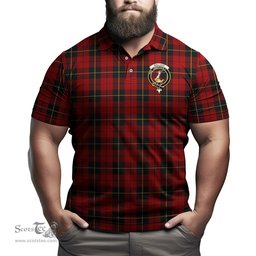 Scottish Wallace Tartan Mens Polo Shirt with Family Crest Scottish Polo Shirt Scottish Plaid Tartan Plaid - ScotsTee - scotstee.com