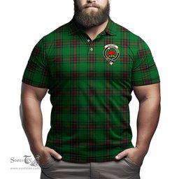 Scottish Primrose Tartan Mens Polo Shirt with Family Crest Scottish Polo Shirt Scottish Plaid Tartan Plaid - ScotsTee - scotstee.com