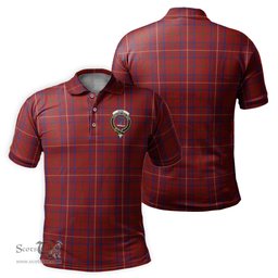 Scottish Rose Tartan Mens Polo Shirt with Family Crest Scottish Polo Shirt Scottish Plaid Tartan Plaid - ScotsTee - scotstee.com