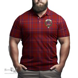 Scottish Rose Tartan Mens Polo Shirt with Family Crest Scottish Polo Shirt Scottish Plaid Tartan Plaid - ScotsTee - scotstee.com