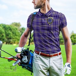Scottish Ochterlony Tartan Mens Polo Shirt with Family Crest Scottish Polo Shirt Scottish Plaid Tartan Plaid - ScotsTee - scotstee.com