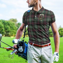 Scottish Rollo Hunting Tartan Mens Polo Shirt with Family Crest Scottish Polo Shirt Scottish Plaid Tartan Plaid - ScotsTee - scotstee.com