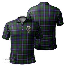 Scottish Russell Modern Tartan Mens Polo Shirt with Family Crest Scottish Polo Shirt Scottish Plaid Tartan Plaid - ScotsTee - scotstee.com