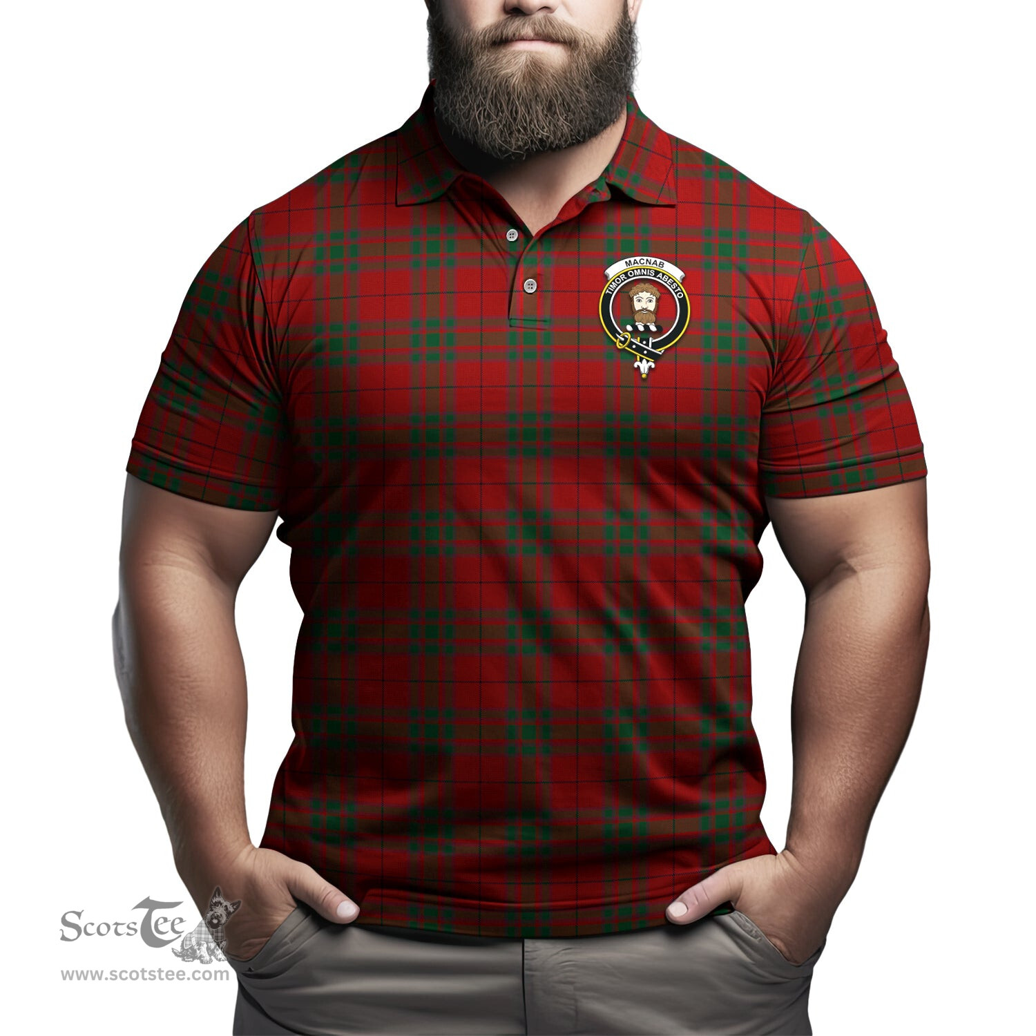 Scottish MacNab Tartan Mens Polo Shirt with Family Crest Scottish Polo Shirt Scottish Plaid Tartan Plaid - ScotsTee - scotstee.com