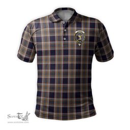 Scottish Stewart Navy Tartan Mens Polo Shirt with Family Crest Scottish Polo Shirt Scottish Plaid Tartan Plaid - ScotsTee - scotstee.com