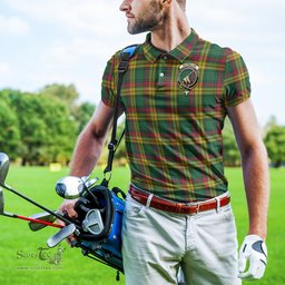 Scottish MacMillan Old Ancient Tartan Mens Polo Shirt with Family Crest Scottish Polo Shirt Scottish Plaid Tartan Plaid - ScotsTee - scotstee.com