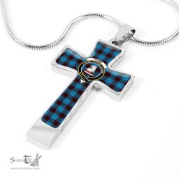 Scottish Home Ancient (Or Hume) Clan Tartan Cross Necklace - Crest Classic Scottish Plaid Tartan Plaid