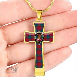 Scottish Fotheringham Clan Tartan Cross Necklace - Crest Classic Scottish Plaid Tartan Plaid