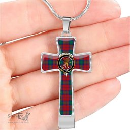 Scottish Fotheringham Clan Tartan Cross Necklace - Crest Classic Scottish Plaid Tartan Plaid
