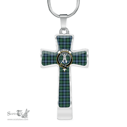Scottish Malcolm (Or Maccallum) Clan Tartan Cross Necklace - Crest Classic Scottish Plaid Tartan Plaid