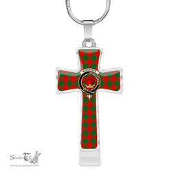 Scottish Moncreiffe (Or Moncreiff) Clan Tartan Cross Necklace - Crest Classic Scottish Plaid Tartan Plaid
