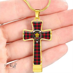 Scottish Wauchope (Or Waugh) Clan Tartan Cross Necklace - Crest Classic Scottish Plaid Tartan Plaid