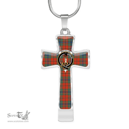 Scottish Maclean Of Duart Ancient Clan Tartan Cross Necklace - Crest Classic Scottish Plaid Tartan Plaid