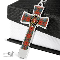 Scottish Maclean Of Duart Ancient Clan Tartan Cross Necklace - Crest Classic Scottish Plaid Tartan Plaid