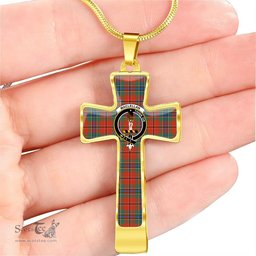 Scottish Maclean Of Duart Ancient Clan Tartan Cross Necklace - Crest Classic Scottish Plaid Tartan Plaid
