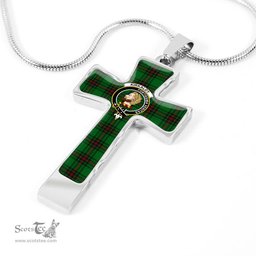 Scottish Kirkaldy (Of Grange) Clan Tartan Cross Necklace - Crest Classic Scottish Plaid Tartan Plaid